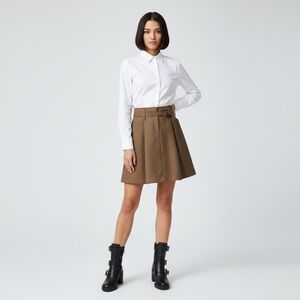 Max Studio brown striped pleated mini skirt Size 2